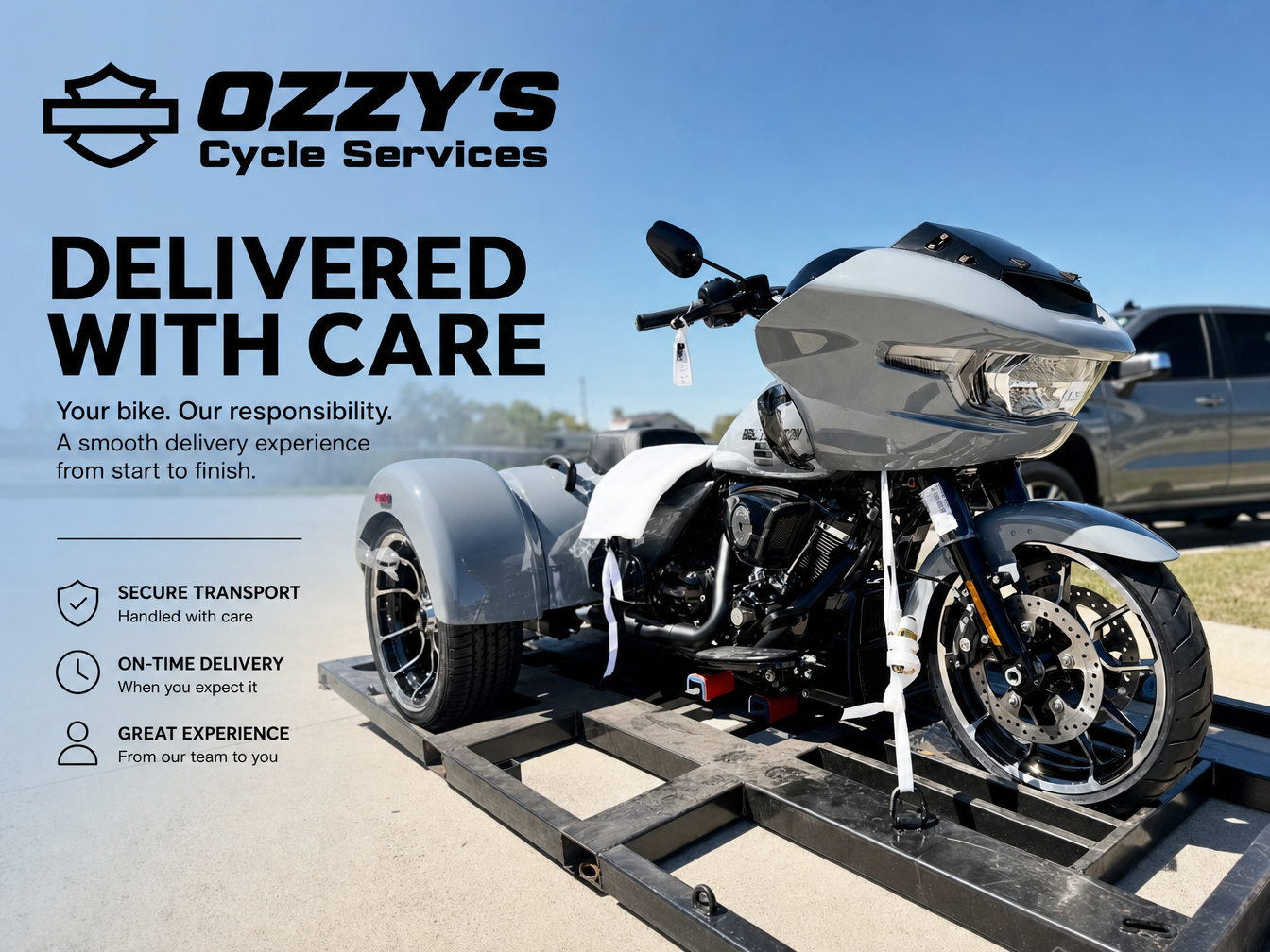 Motorcycle prepared for nationwide delivery
